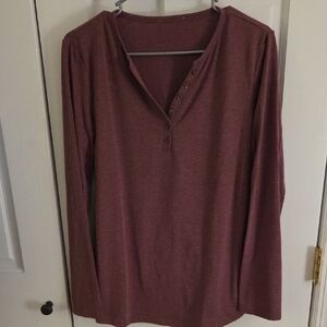 Women's Long-Sleeve Henley Top - Mauve